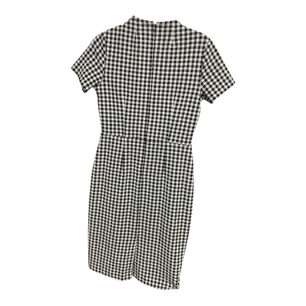 Ann Taylor Black & White Gingham Sheath Dress with Raglan Sleeves Back Zip Size - Picture 2 of 4